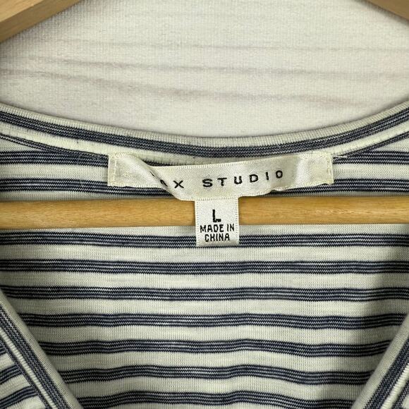 Max Studio Button Down Tie Knot Short‎ Sleeve Blouse Striped Womens L - Picture 4 of 7